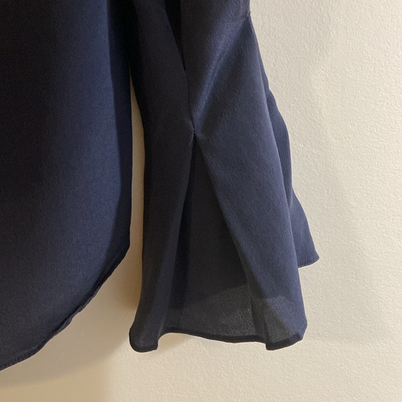 Joie Navy Blouse with Flare Ruffle Cuffs Small - Picture 4 of 9